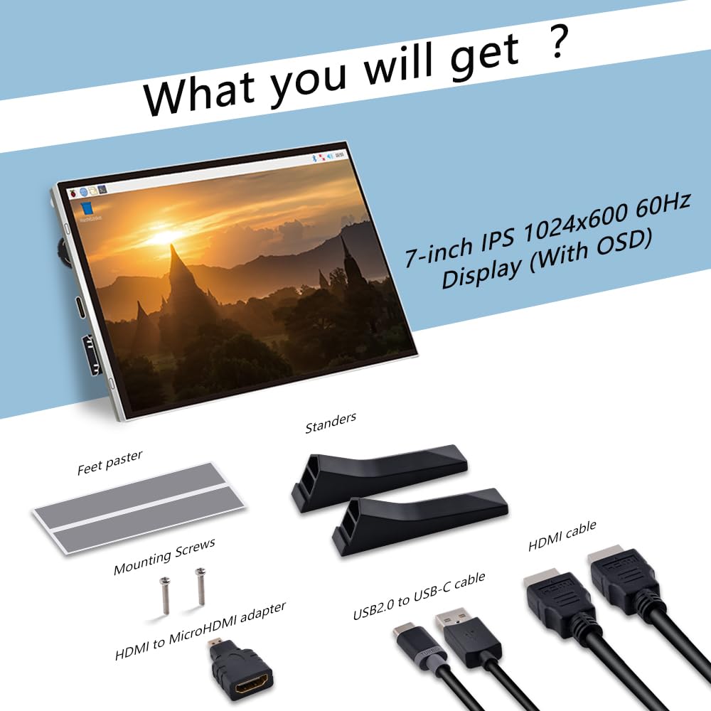 GeeekPi in a travel bag on a café table showing portable display convenience