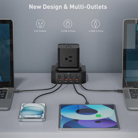 GEEK FULLY charging station on desk setup with organized power access