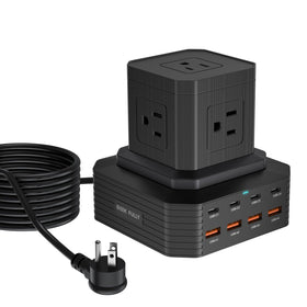GEEK FULLY charging station front view showing all-in-one ports for a clutter-free desk