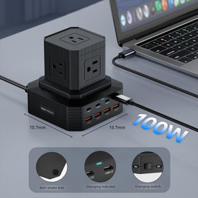 GEEK FULLY charging station with LED indicators for power and surge protection