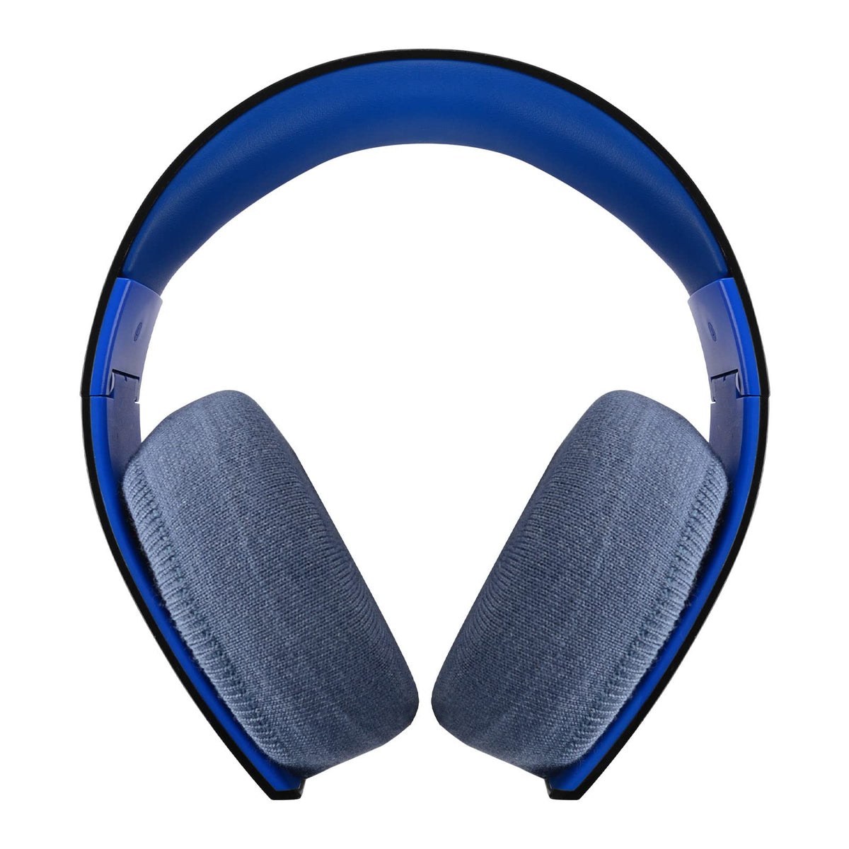 Geekria blue knit ear pads being washed to demonstrate washable design