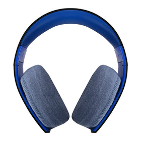 Geekria blue knit ear pads being washed to demonstrate washable design