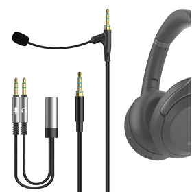 GEEKRIA boom mic headphone cable with adjustable mic for clear calls and gaming