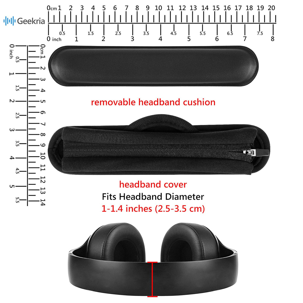 Geekria cooling-gel pad detail highlights cushioned under-head comfort.