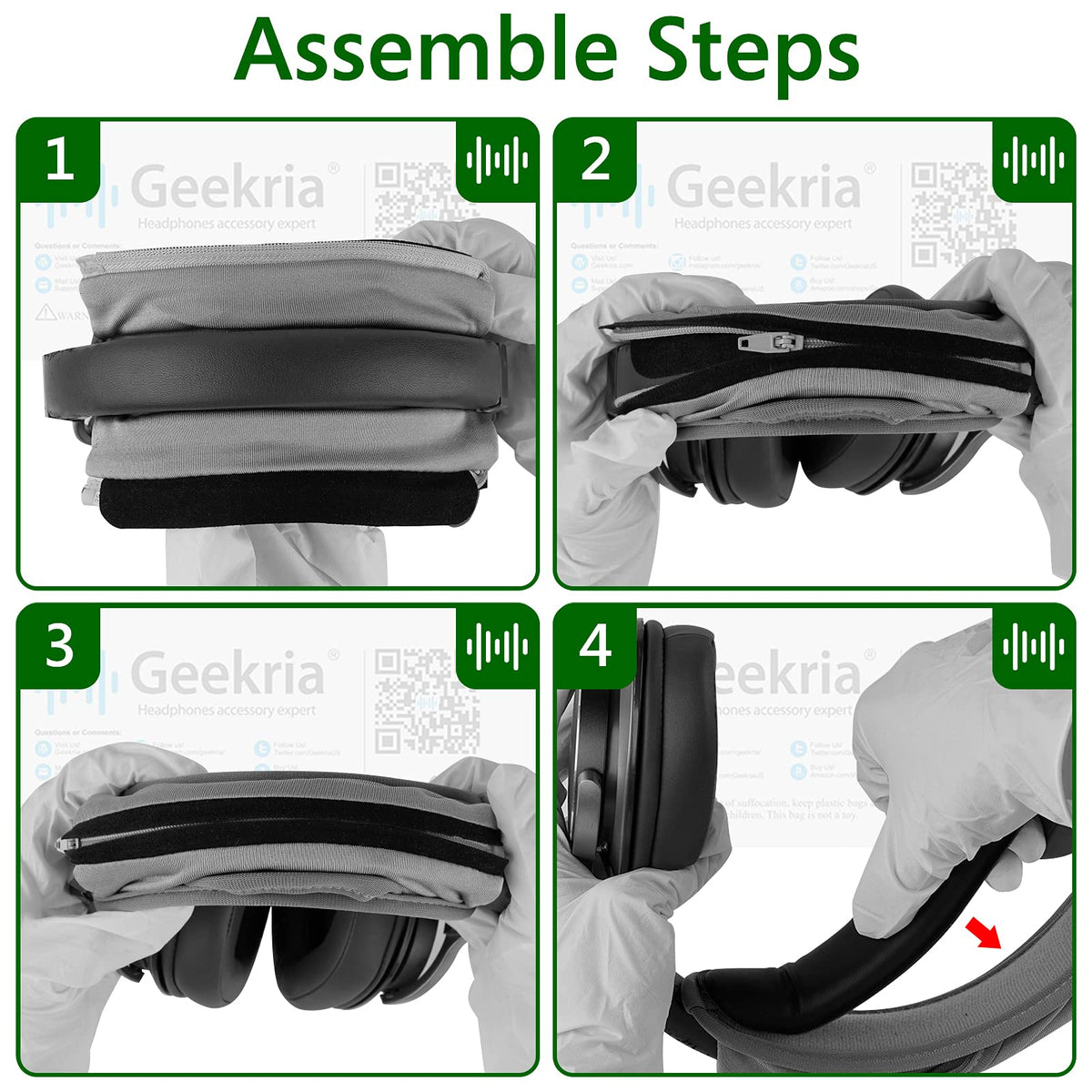 GEEKRIA dimensions 7.87 x 1.77 inches fit most headbands securely