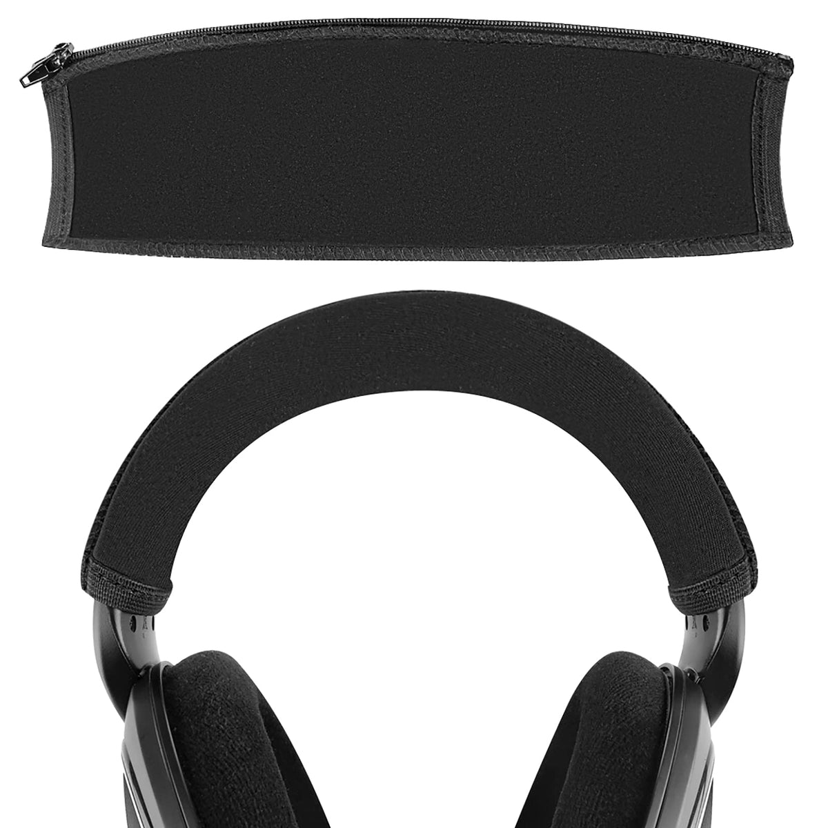 Geekria Flex Headband Cover in black shown for an easy, protective upgrade.