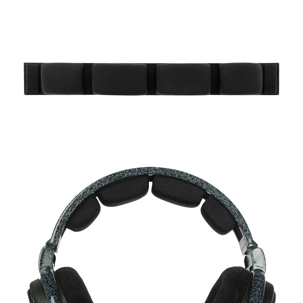 GEEKRIA front view of replacement headband pad showing fit and black mesh benefit