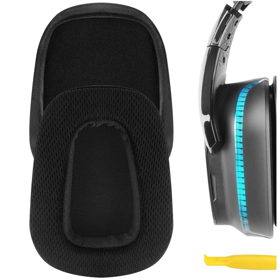 Geekria front view showing replacement earpads and benefits of restored comfort