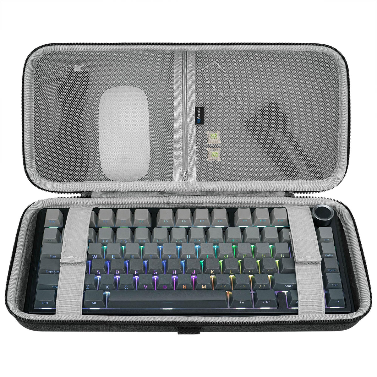 GEEKRIA front view hard-shell case showing protective exterior and zipper for secure transport