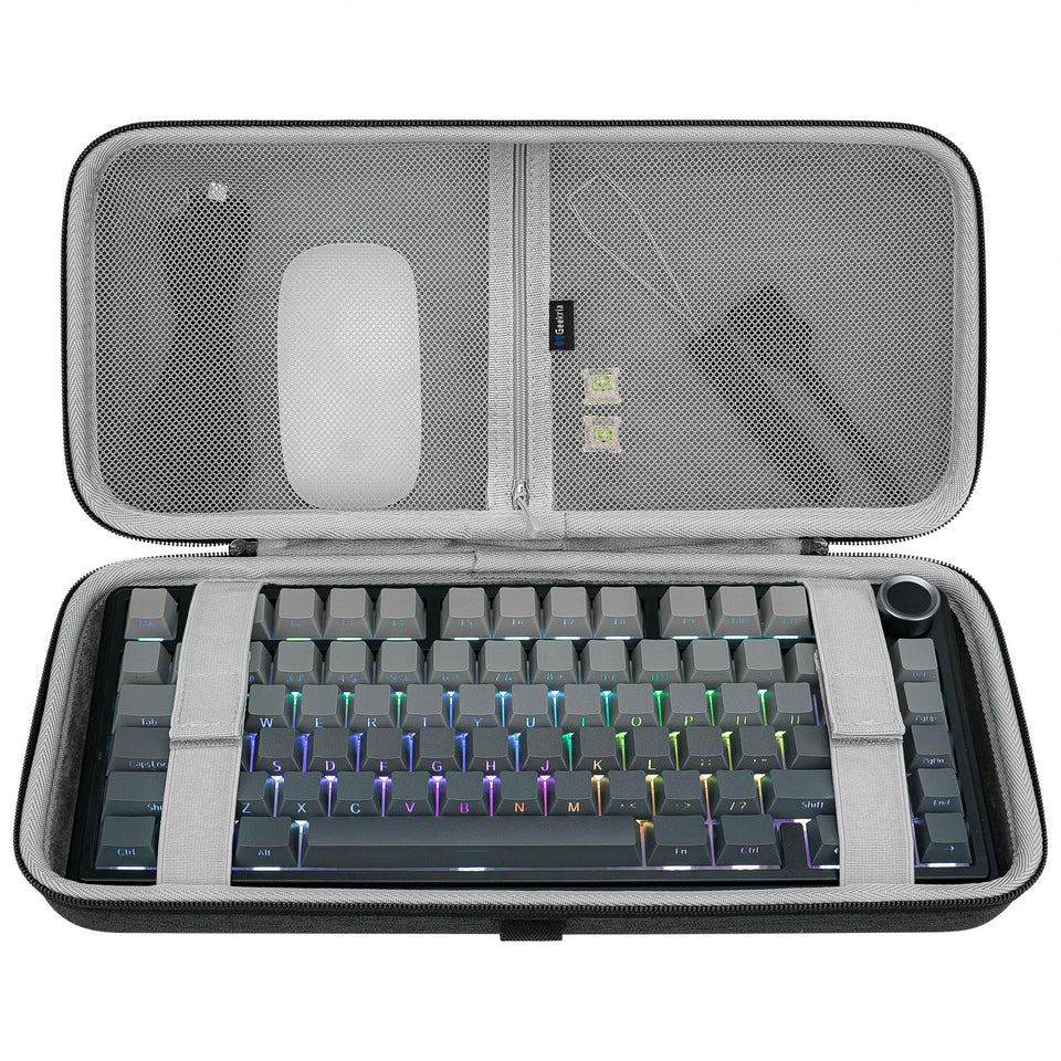 GEEKRIA front view hard-shell case showing protective exterior and zipper for secure transport