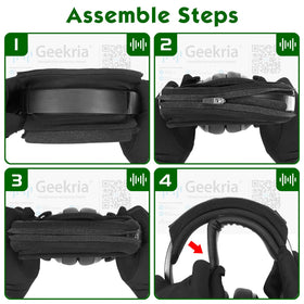 Geekria headband cover mounted on headphones shows compatibility with medium-sized bands.