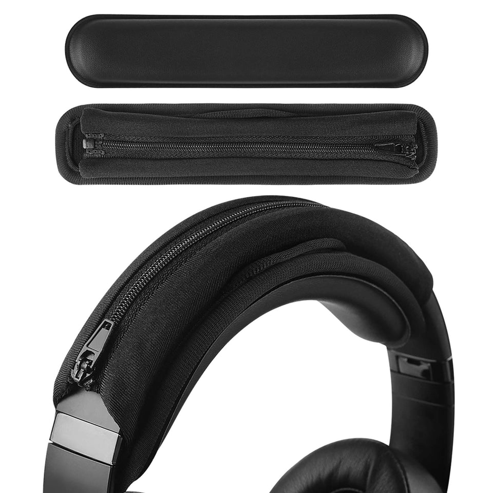 Geekria Hook & Loop headband cover front view with durable protein leather protection.