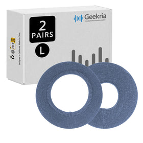 Geekria knit ear covers blue close-up showing soft stretchable protection