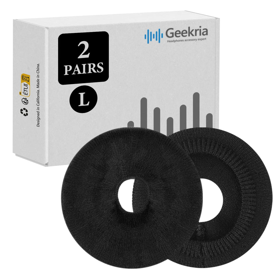 GEEKRIA knit ear covers pack for size L black, sweat protection while wearing.