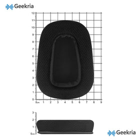 Geekria attachment lip and label close-up showing secure mounting benefit