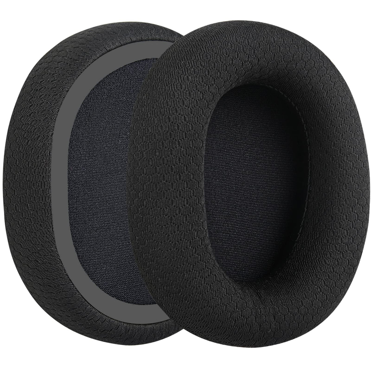 Geekria memory foam earpads close-up enhances fit and isolation for immersive gaming.