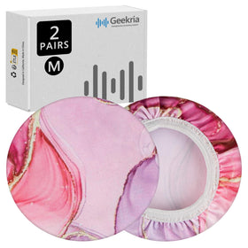 Geekria NOVA 2 pink marble ear covers on headphones protecting cushions during workouts