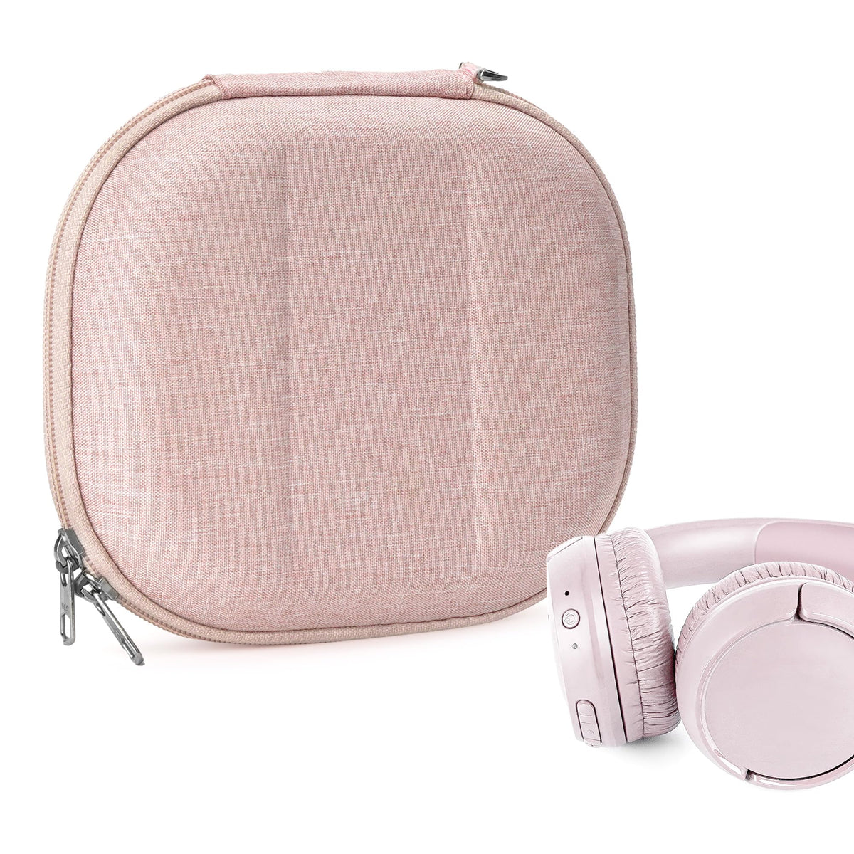 GEEKRIA NOVA front view pink case showing zipper and compact profile for protection