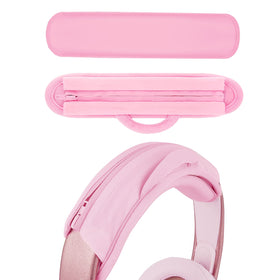 Geekria NOVA pink headband cover closeup reveals protein leather texture for durability and comfort.