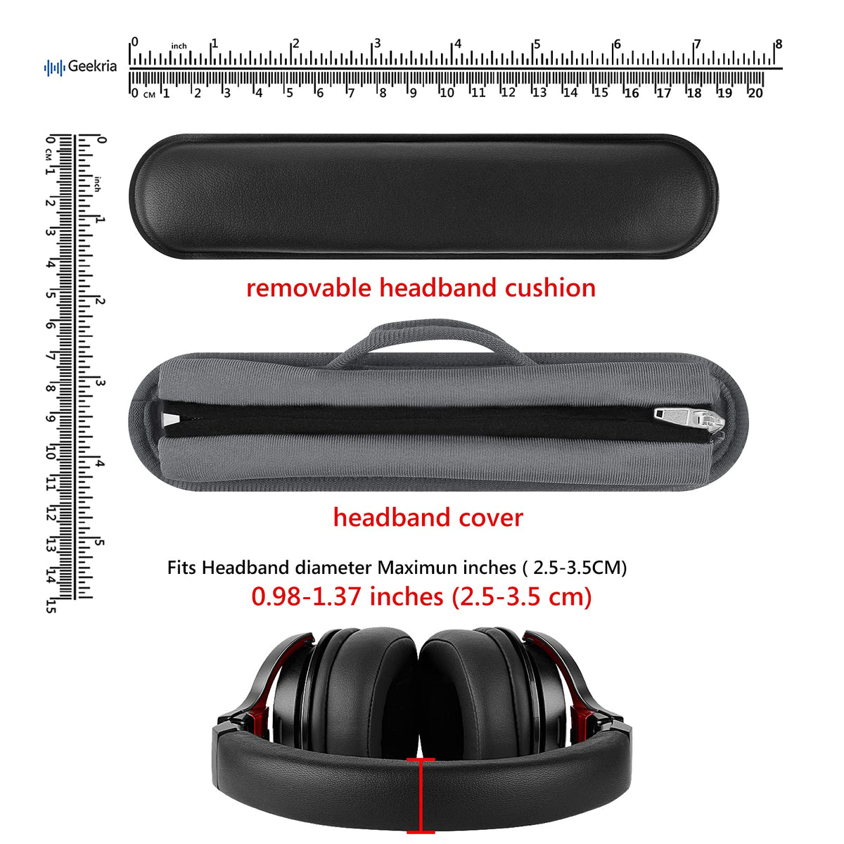 GEEKRIA removable cushion provides comfortable support for extended listening sessions