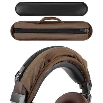 Geekria replacement headband cover in brown adds a fresh look and comfort.