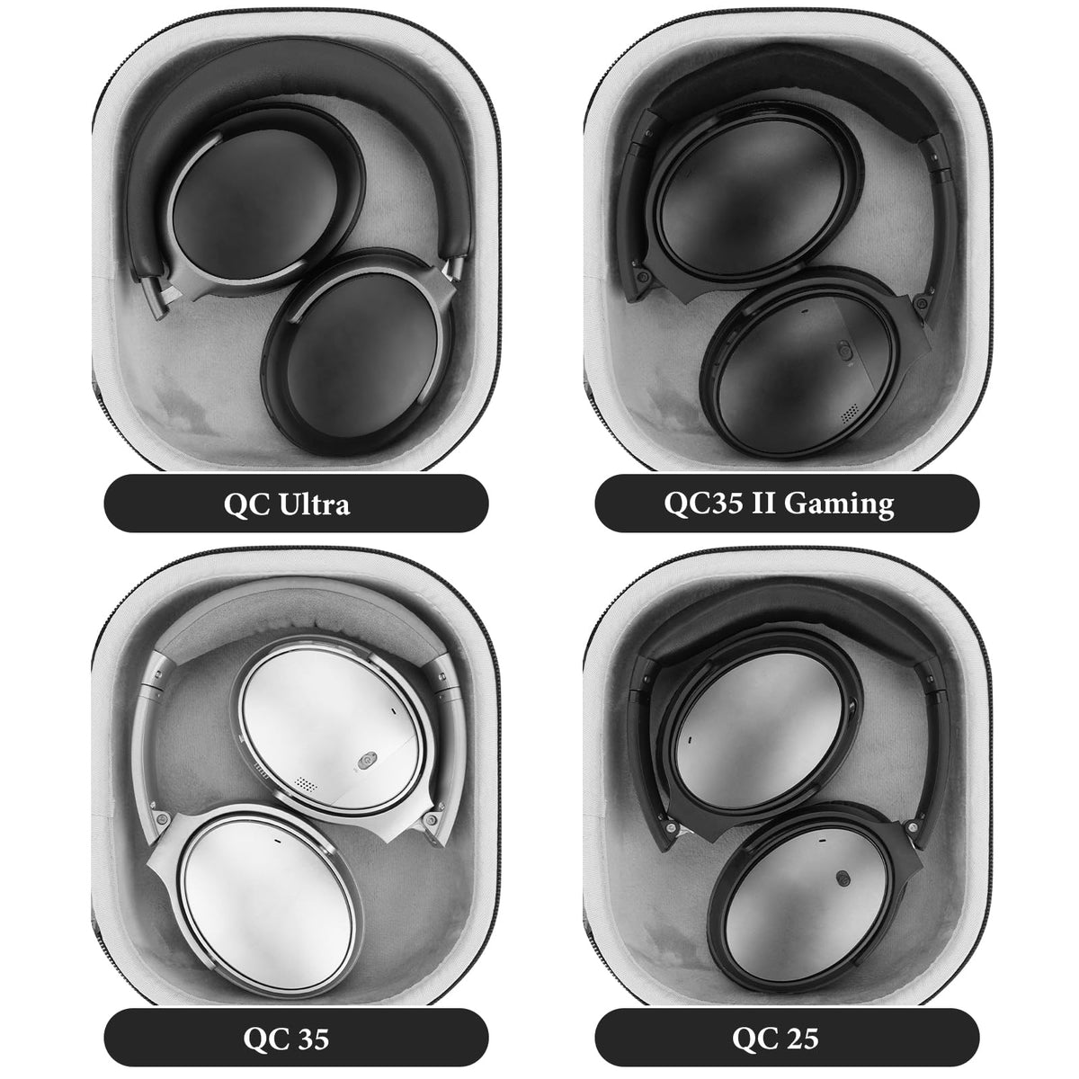 GEEKRIA Shield case for QC-15 stores cables and adapters neatly