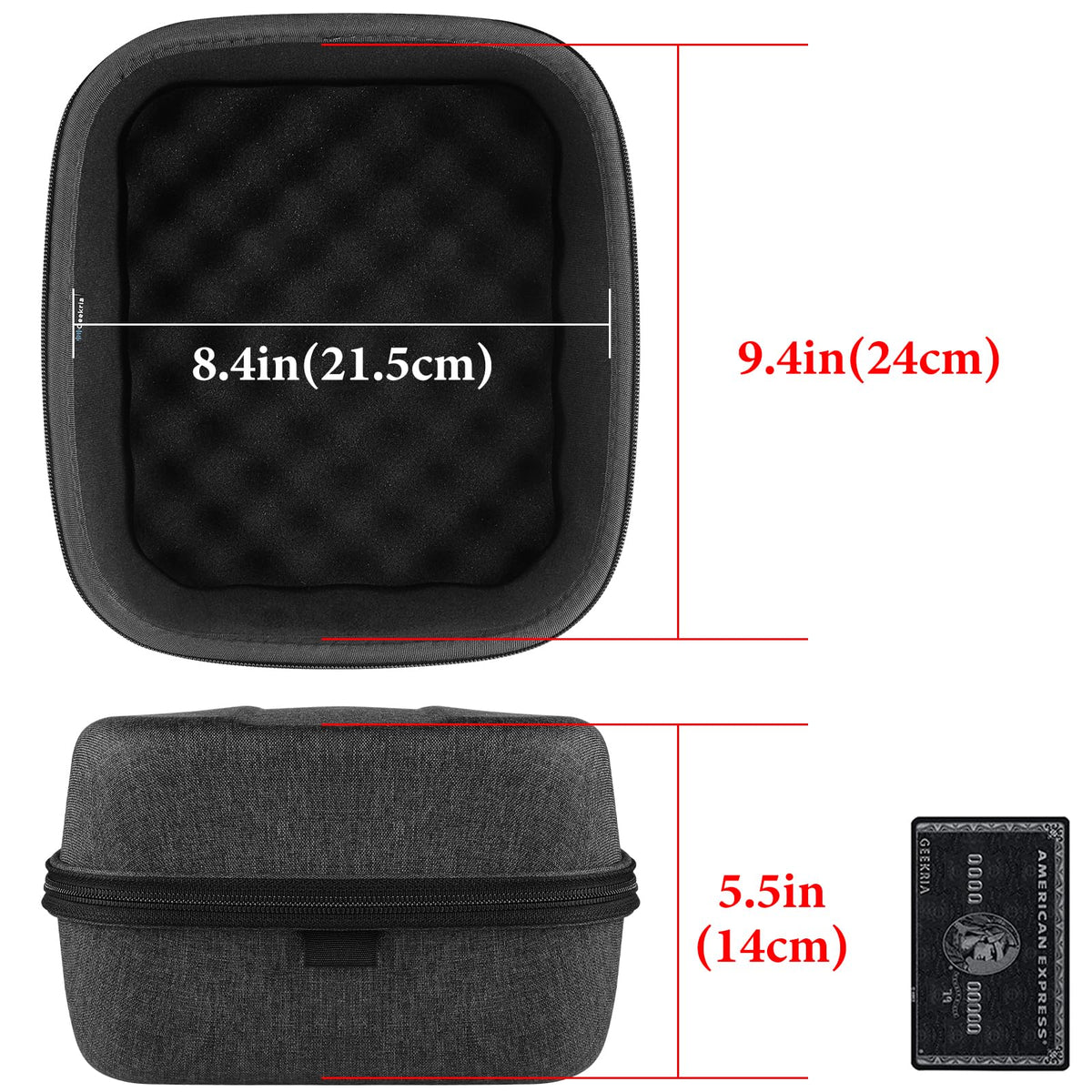 Geekria Shield Case interior space fits up to 24.5 x 22 x 14 cm.