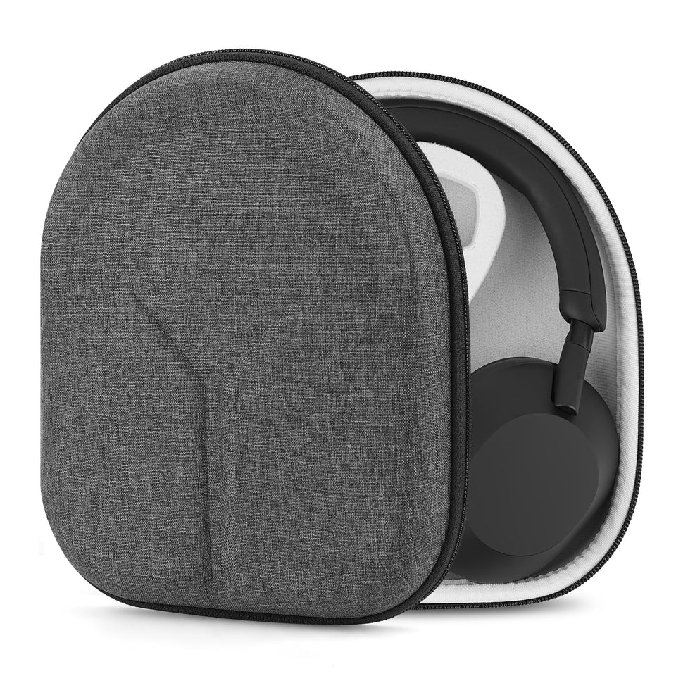 Geekria Shield exterior headphone case in dark grey protects devices on the go