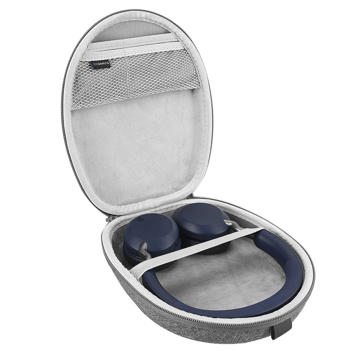 GEEKRIA shield interior mesh pocket close-up holding cables for organized travel