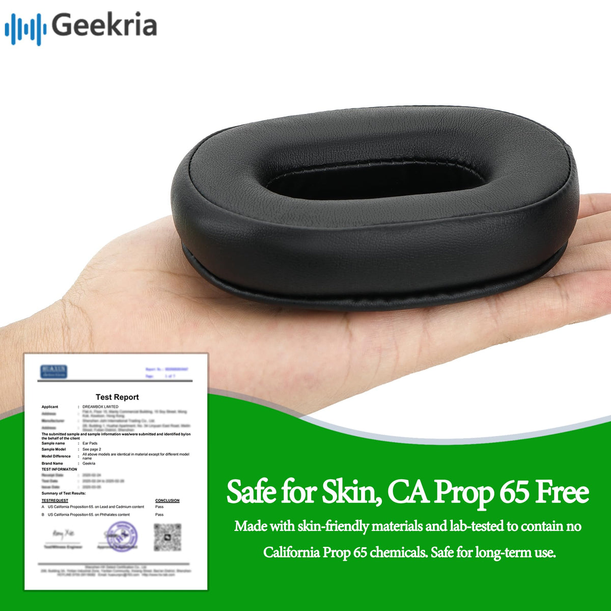 GEEKRIA ear pad next to ruler showing size and correct fit compatibility