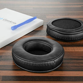GEEKRIA ear pad next to ruler showing dimensions for correct fit confirmation