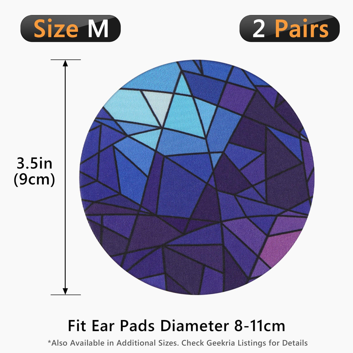 Geekria sweat protection ear covers, diamond size M, reduces moisture during workouts.