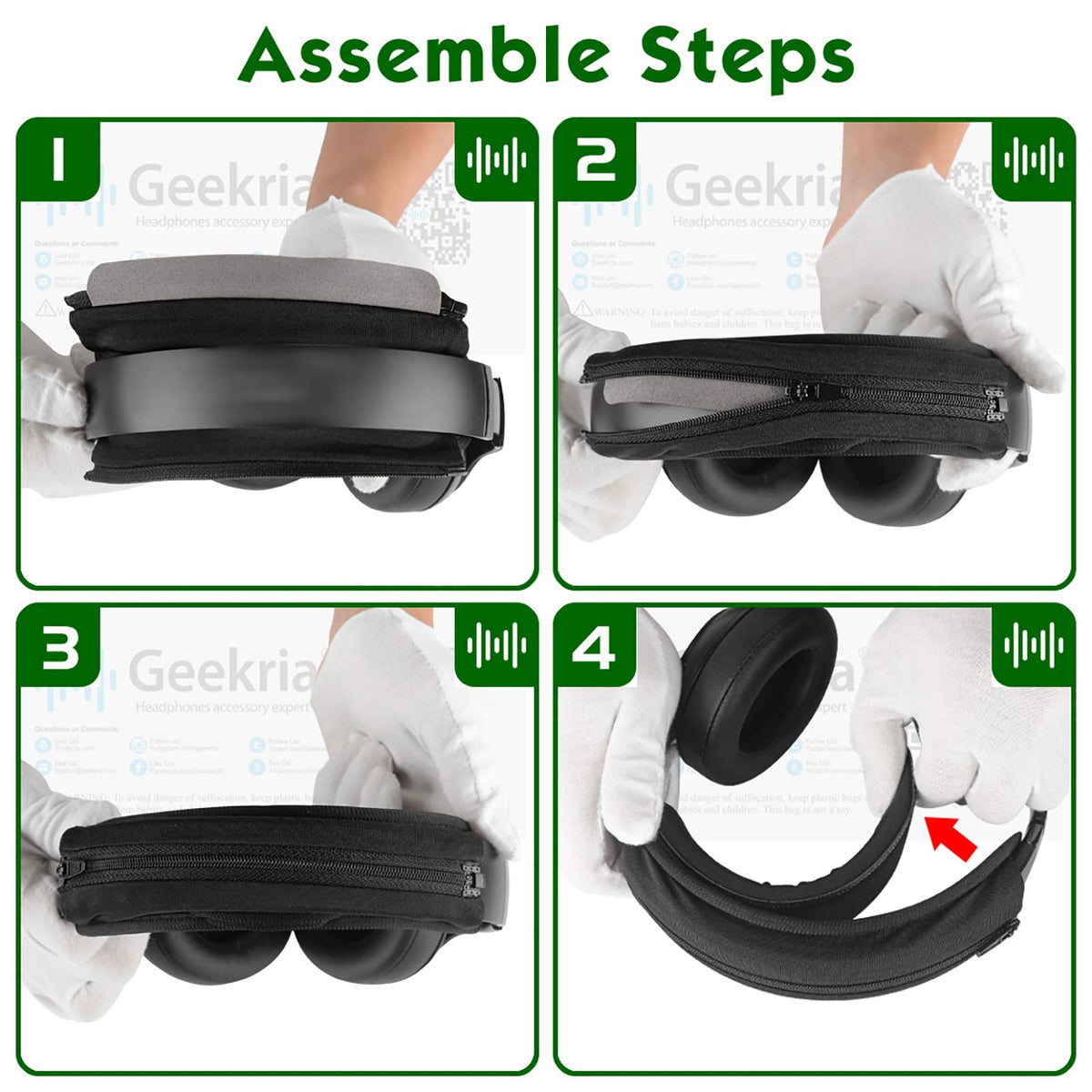 Geekria zipper closure detail for easy DIY installation.