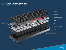 Geeky GK61 linear switches deliver fast, precise input for gaming.