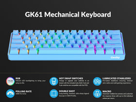 Geeky GK61 lubricated stabilizers minimize rattle for smoother keystrokes.