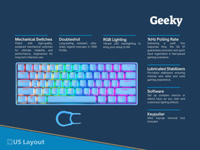 Geeky GK61 SE compact 61-key design saves desk space for gaming setup