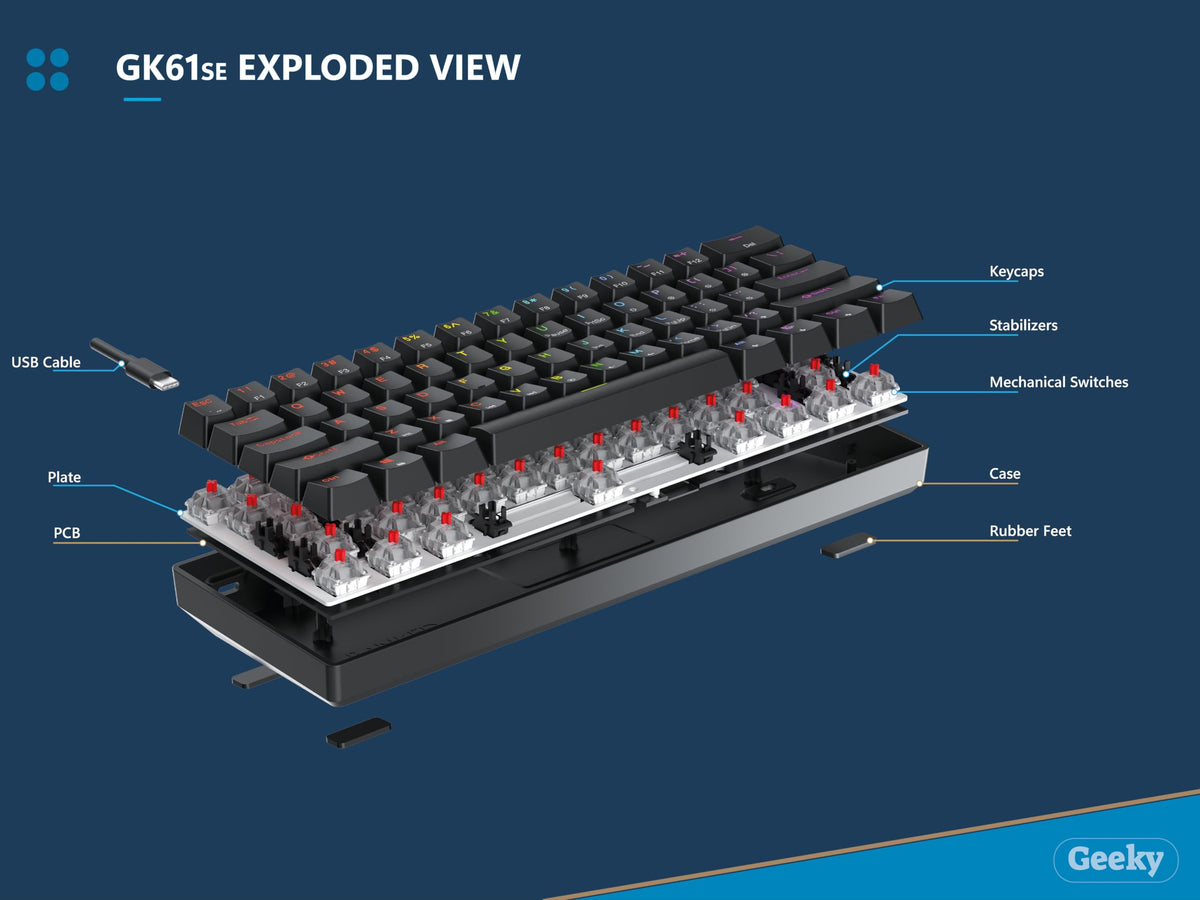 Geeks GK61 SE lubricated stabilizers reduce rattle during intense gameplay