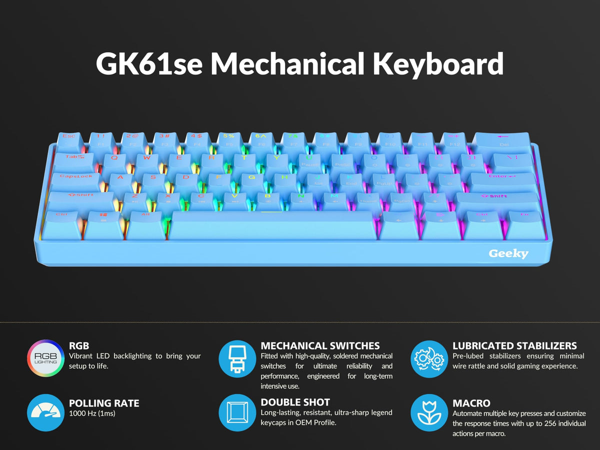 Geeky GK61 SE software enables macros and lighting customization