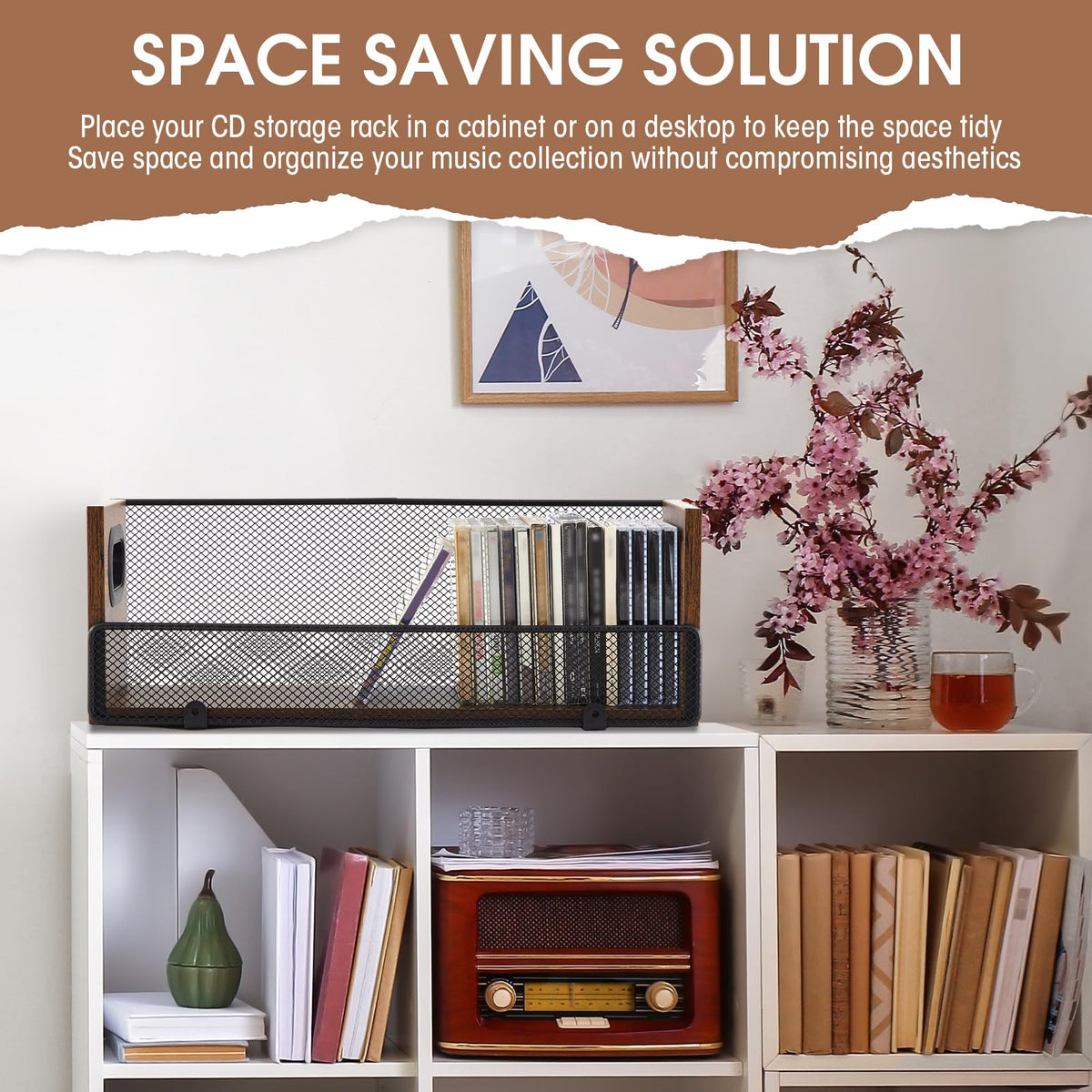 Geelin portable carrying handle aids easy relocation of the CD rack