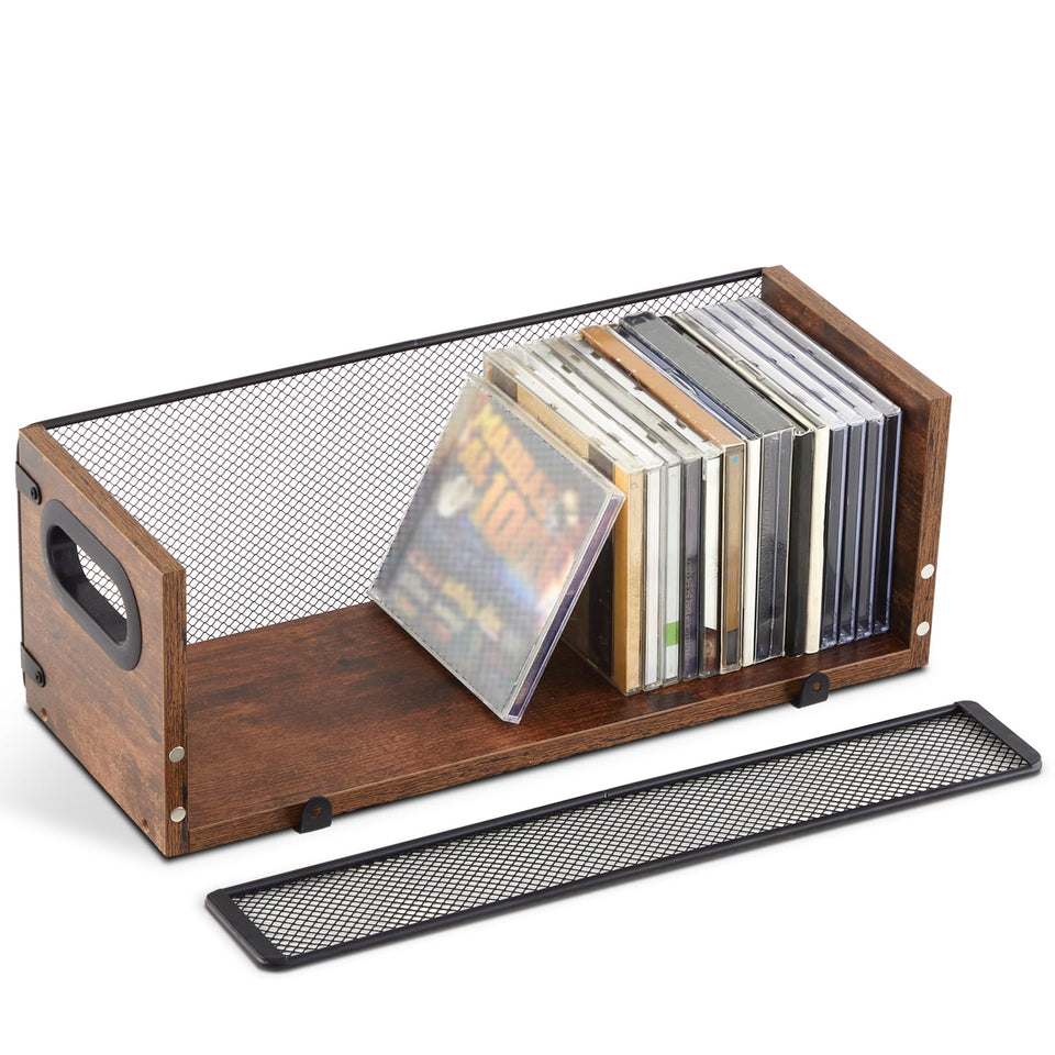 Geelin wooden CD storage box front view shows a compact, stylish organizer for 36 discs