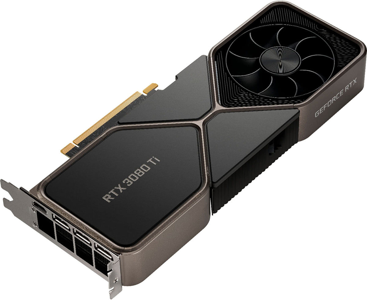 GeForce RTX 3080 Ti 12GB heat sink closeup illustrating cooling efficiency.