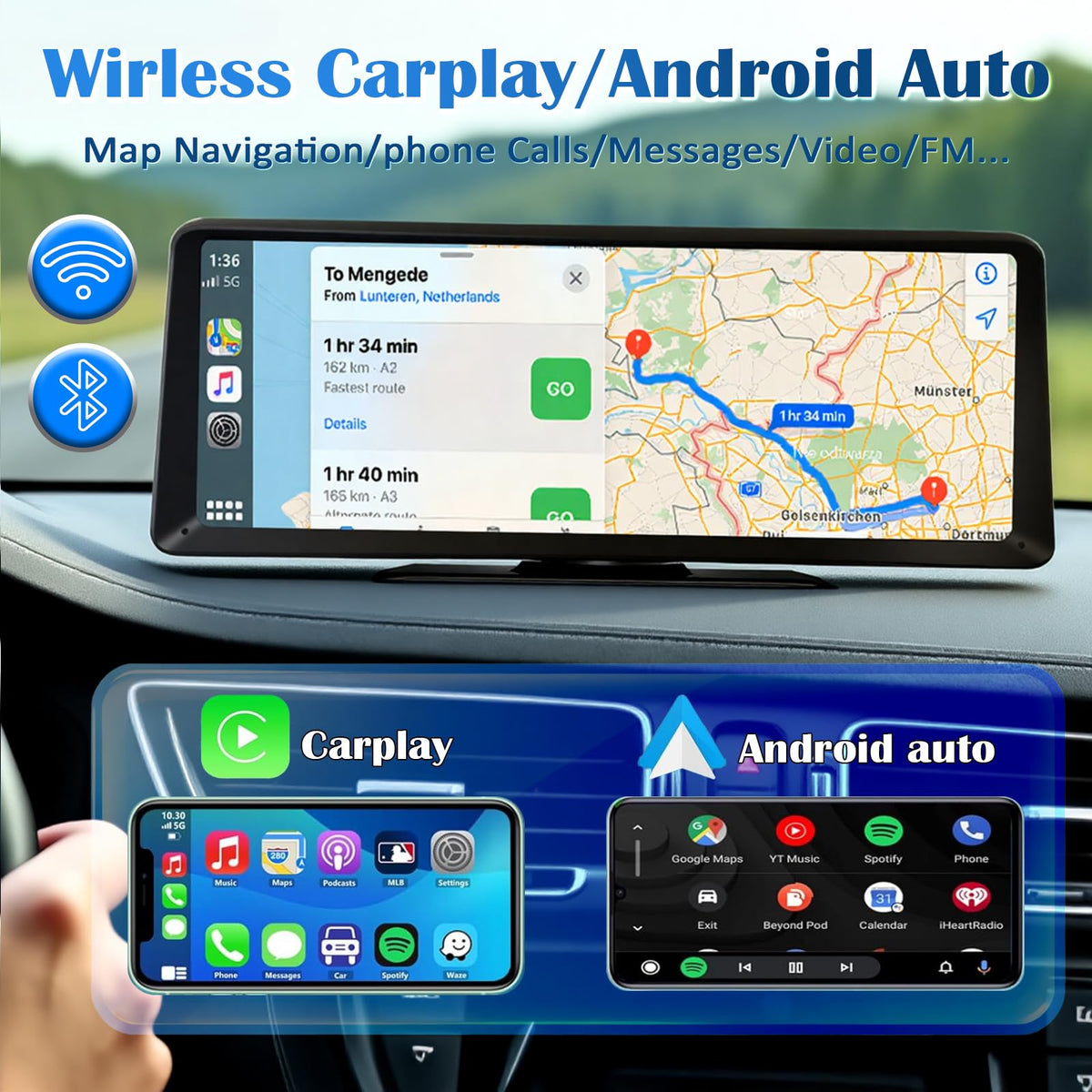 Gegaibe wireless CarPlay/Android Auto setup enabling seamless smartphone integration