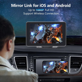 Gegaibe screen mirroring YouTube from phone providing entertainment on the road