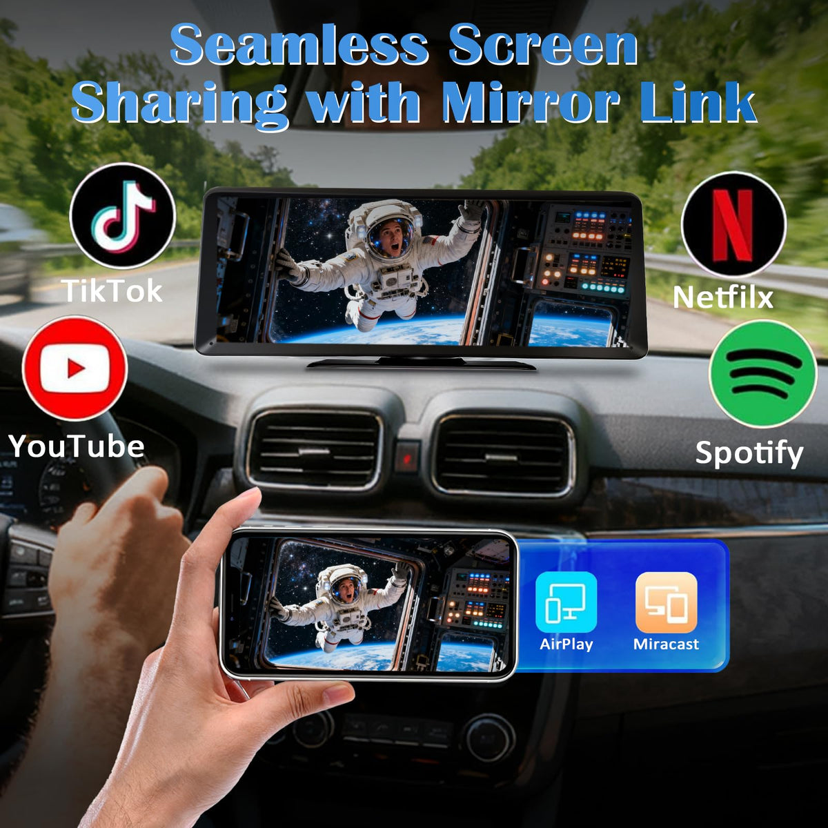 Gegaibe mirror-link wireless display streams phone content on the road