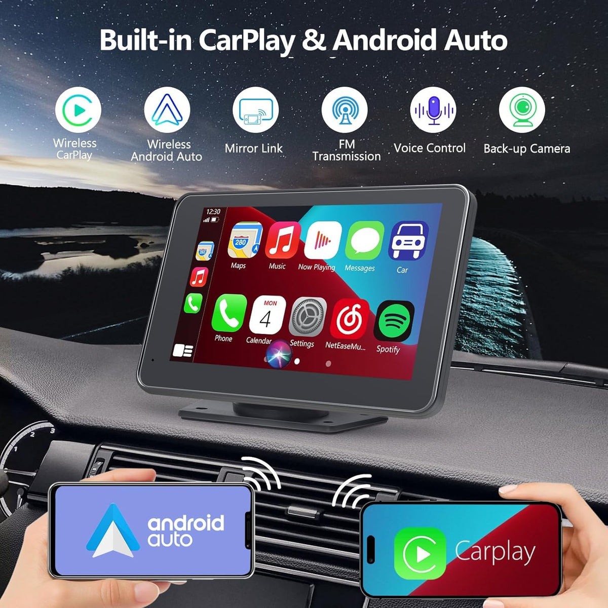 Gegaibe touchscreen side profile highlighting slim portable design and mounting ease