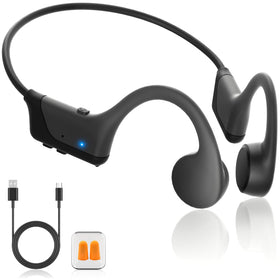 Gelecek bone conduction headphones front view in black-gray for open-ear listening during runs