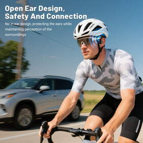 Gelecek open-ear headphones side view highlighting compact ultra-light build.