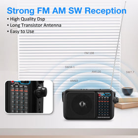 Gelielim radio with large dial and fluorescent pointer for easy nighttime tuning.