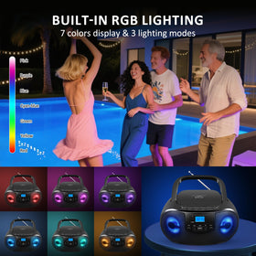 Gelielim boombox LED lighting effect creating party ambiance with rhythm-synced colors