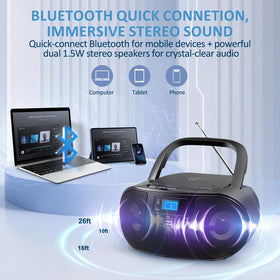 Gelielim boombox remote and controls for convenient track, volume and light adjustments